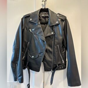 Zara Cropped Leather Jacket